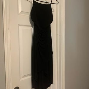 Black spaghetti strap evening dress
